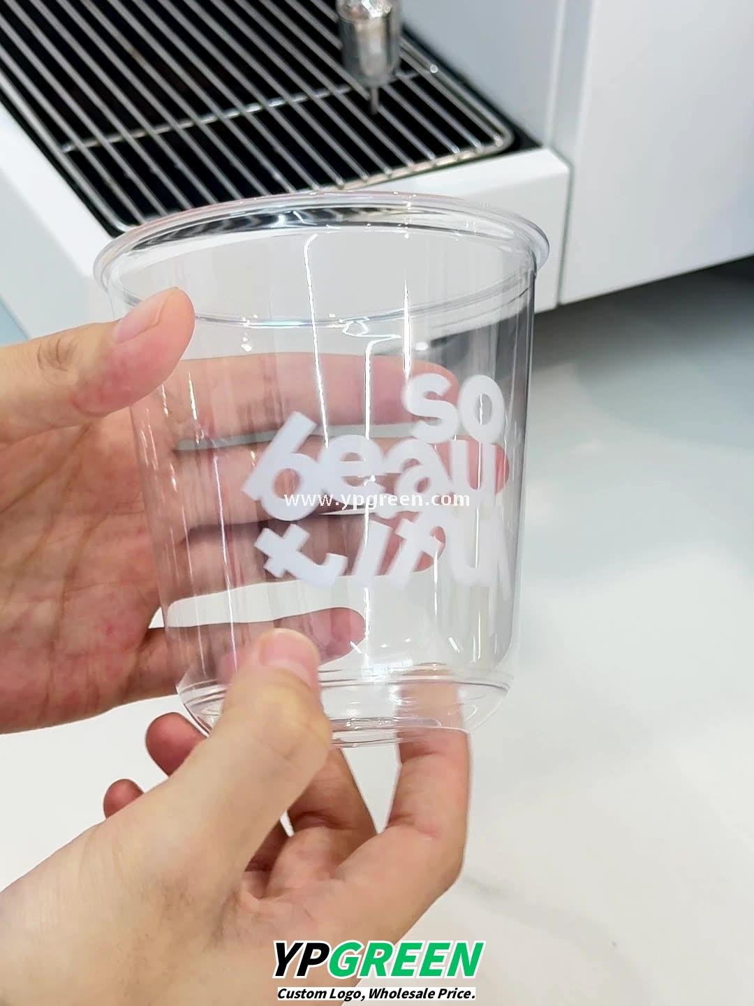 400ml cold drink U-shaped coffee cup + transparent switch cover – 9x6x9.5cm Iced Coffee & Smoothie To-Go