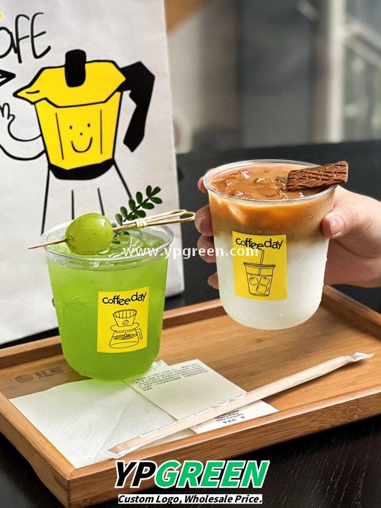 Transparent U-Type PET Beverage Cups with Lids – Ideal for Iced Drinks
