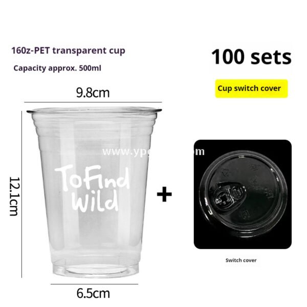 500ml Disposable Milk Tea Cups with Pink Wraps – 16oz 9.8x6.5x12.1cm Iced Drink Cup