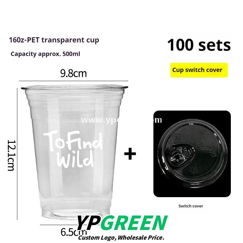 500ml Disposable Milk Tea Cups with Pink Wraps – 16oz 9.8x6.5x12.1cm Iced Drink Cup