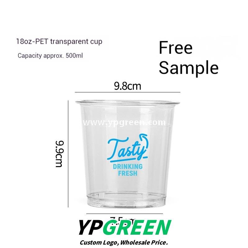 18oz 500ml PET Clear Cold Drink Cup with Custom White Paper Sleeve – 9.8x7.5x9.9cm