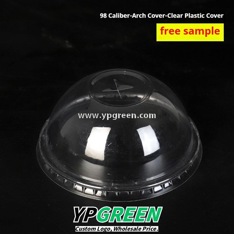 500ml Ice Cream & Milk Tea Cup 9.8x6.5x12.1cm – 16oz Disposable Cup with Leaf Print & Flat, Dome, Flip Lid