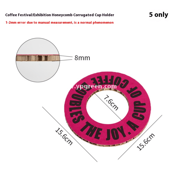 360ml Clear Plastic Coffee Cup with Custom Pink Kraft Corrugated Sleeve 9×6×9cm