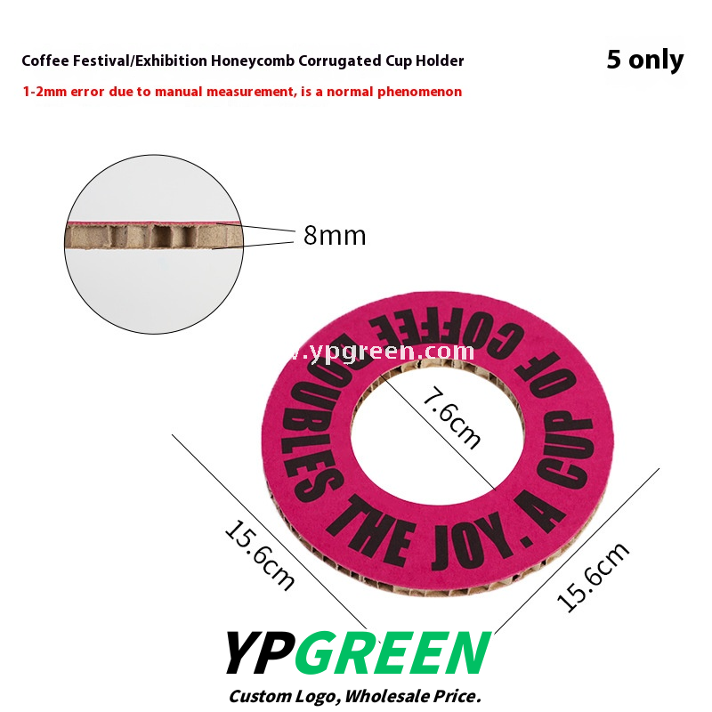 360ml Clear Plastic Coffee Cup with Custom Pink Kraft Corrugated Sleeve 9×6×9cm