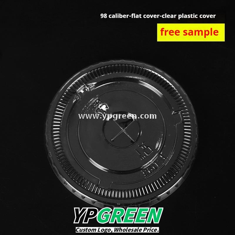500ml Ice Cream & Milk Tea Cup 9.8x6.5x12.1cm – 16oz Disposable Cup with Leaf Print & Flat, Dome, Flip Lid