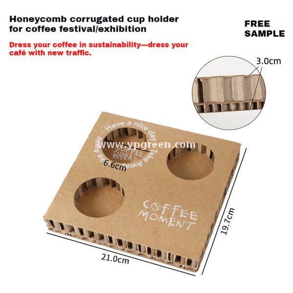 400ml U-Shaped PET Coffee Cup with Honeycomb Sleeve – 9x6x9.5cm Clear Cold Drink To-Go