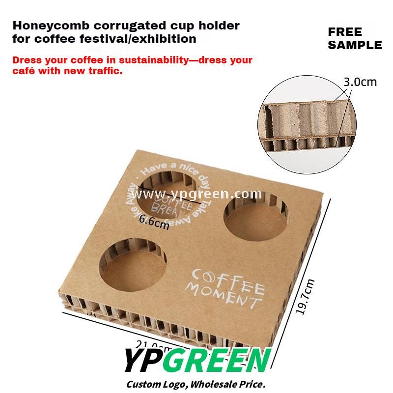 400ml U-Shaped PET Coffee Cup with Honeycomb Sleeve – 9x6x9.5cm Clear Cold Drink To-Go
