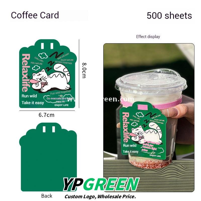 9.8x6.1x12.1cm Coffee Cup Sleeve & Tag Set – Customizable Card & Band Accessories