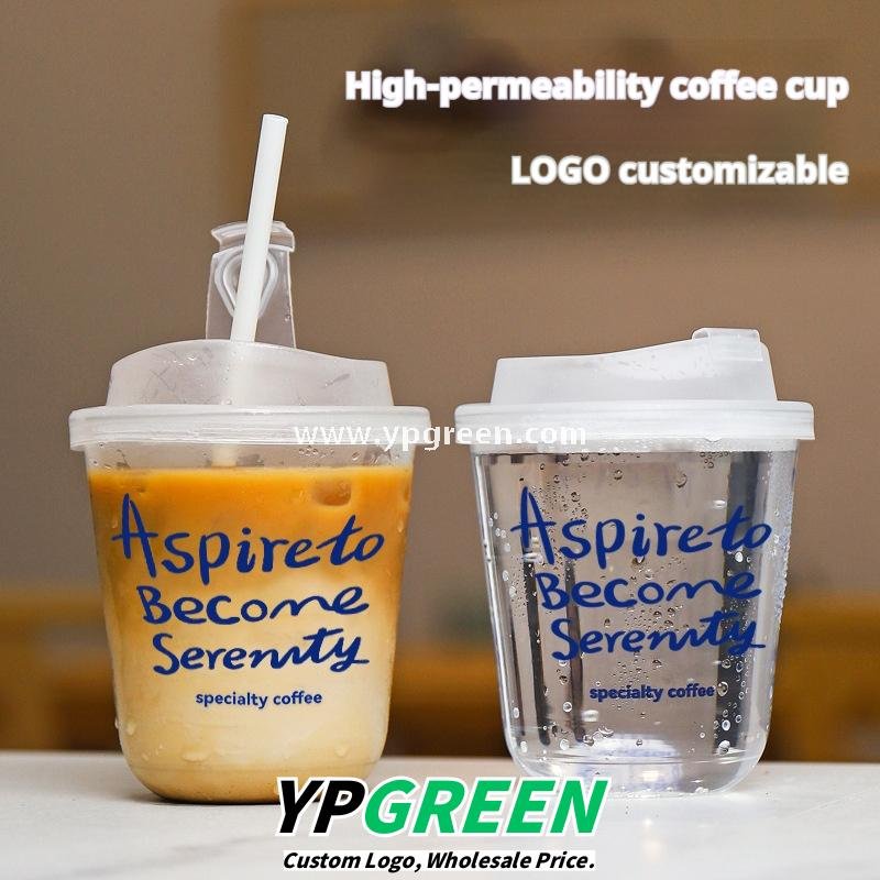 400ml cold drink U-shaped coffee cup + transparent switch cover – 9x6x9.5cm Iced Coffee & Smoothie To-Go