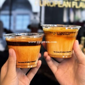 260ml Clear PET Coffee Cups – 9.2x5.5x7.1cm Disposable Cups for Iced Latte & Dirty Coffee