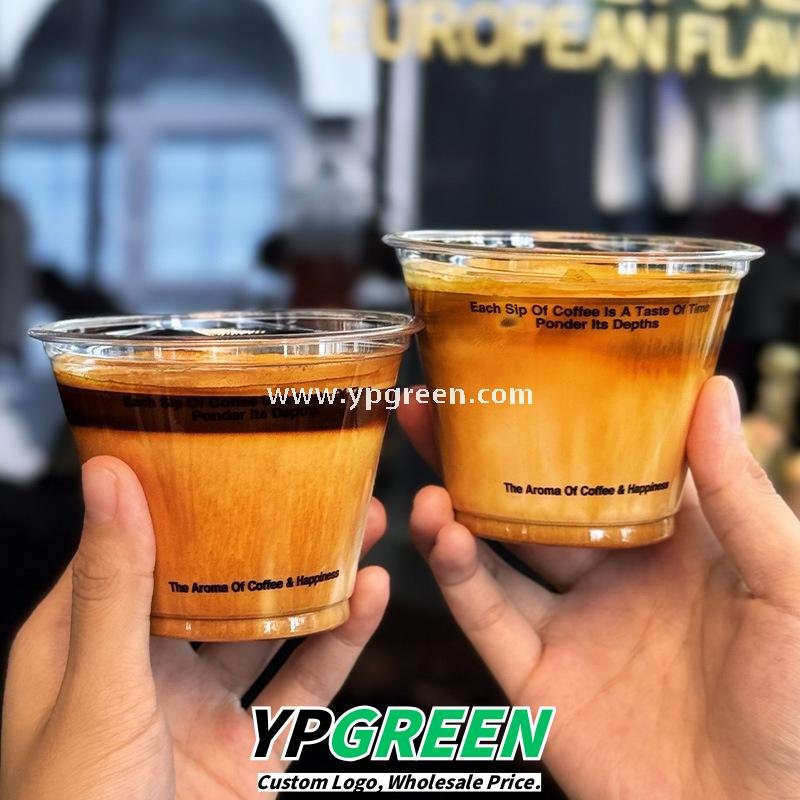 260ml Clear PET Coffee Cups – 9.2x5.5x7.1cm Disposable Cups for Iced Latte & Dirty Coffee