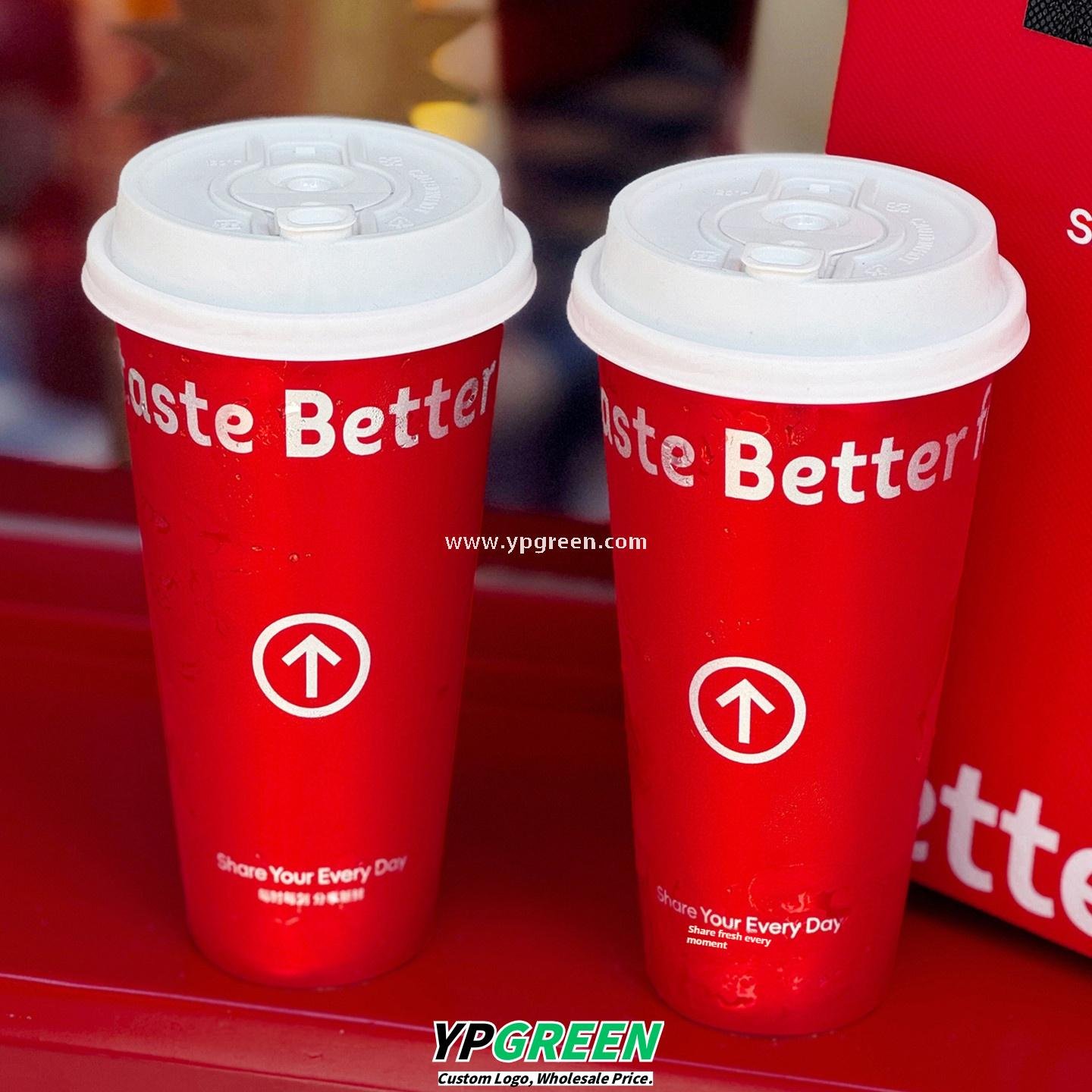 9x4.8x15.7cm Red Matte PP Cups with Lock & Lock leak-proof lid – 500ml Plastic Cups with Inner Foil