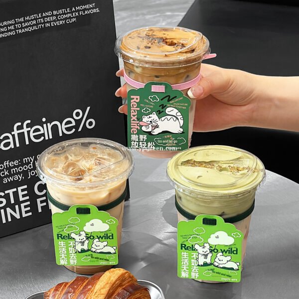 9.8x6.1x12.1cm Coffee Cup Sleeve & Tag Set – Customizable Card & Band Accessories