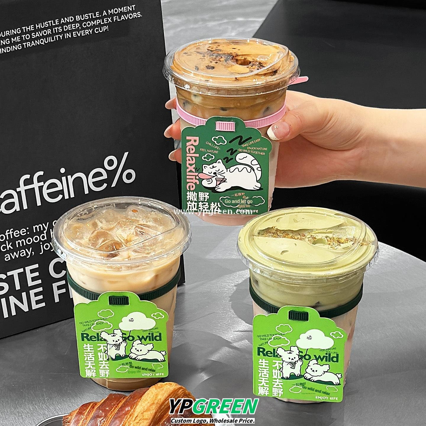 9.8x6.1x12.1cm Coffee Cup Sleeve & Tag Set – Customizable Card & Band Accessories