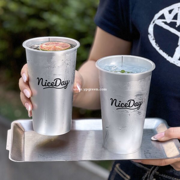 500ml Silver-Lined PP Injection Coffee Cup – 90x58x137mm Hot & Cold Use, Food Grade