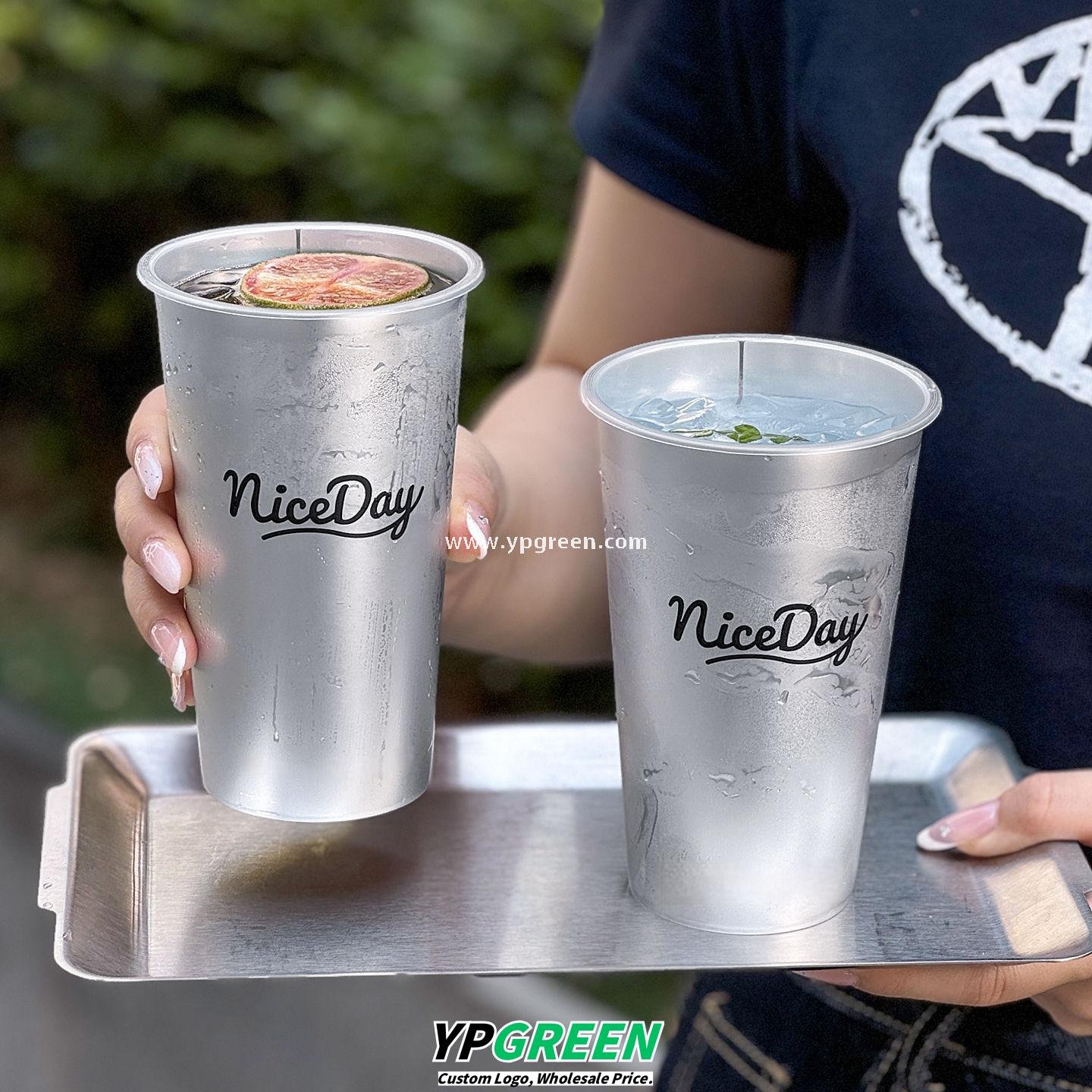 500ml Silver-Lined PP Injection Coffee Cup – 90x58x137mm Hot & Cold Use, Food Grade