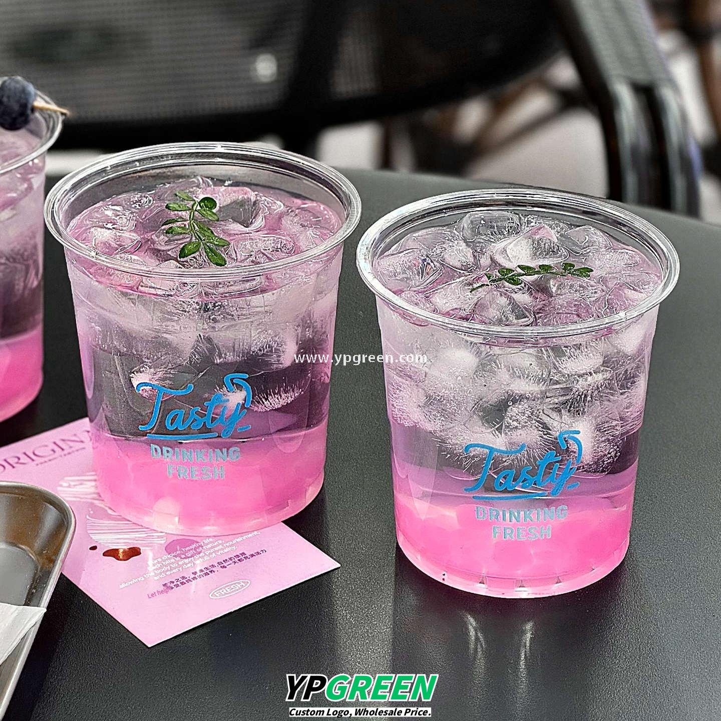 18oz 500ml PET Clear Cold Drink Cup with Custom White Paper Sleeve – 9.8x7.5x9.9cm