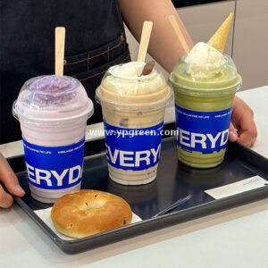 500ml Cold Drink Cup with Sleeve & Lid 9.8x6.5x12.1cm – 16oz Disposable PET Cup