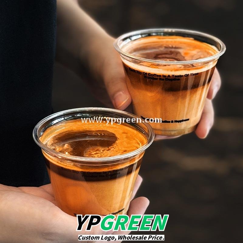 260ml Clear PET Coffee Cups – 9.2x5.5x7.1cm Disposable Cups for Iced Latte & Dirty Coffee