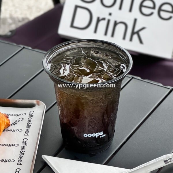 Black PET Cold Drink Cups with Lids – Disposable Commercial Use