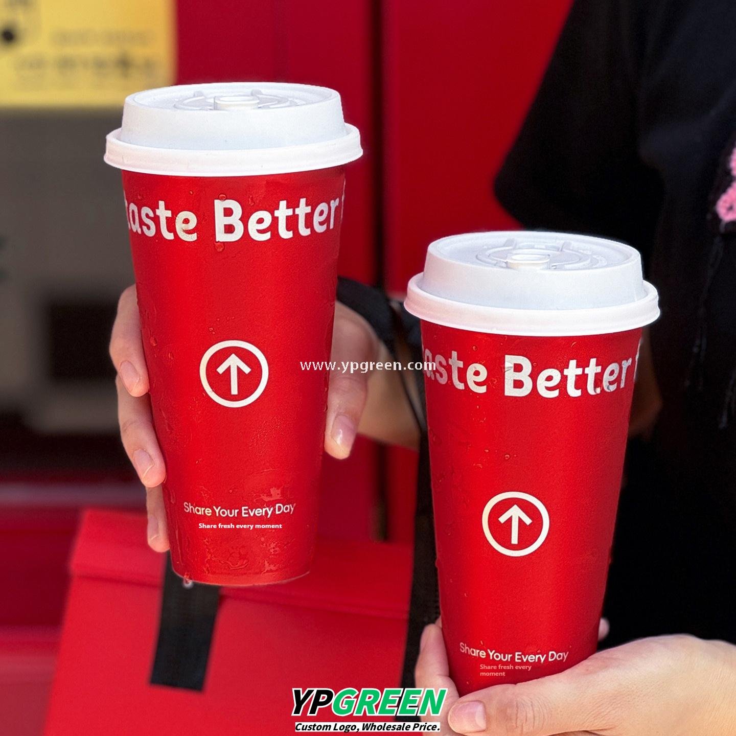 9x4.8x15.7cm Red Matte PP Cups with Lock & Lock leak-proof lid – 500ml Plastic Cups with Inner Foil