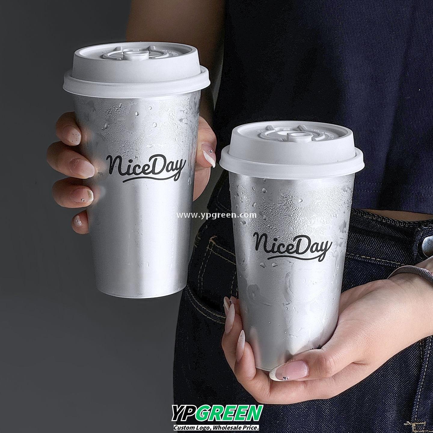 500ml Silver-Lined PP Injection Coffee Cup – 90x58x137mm Hot & Cold Use, Food Grade