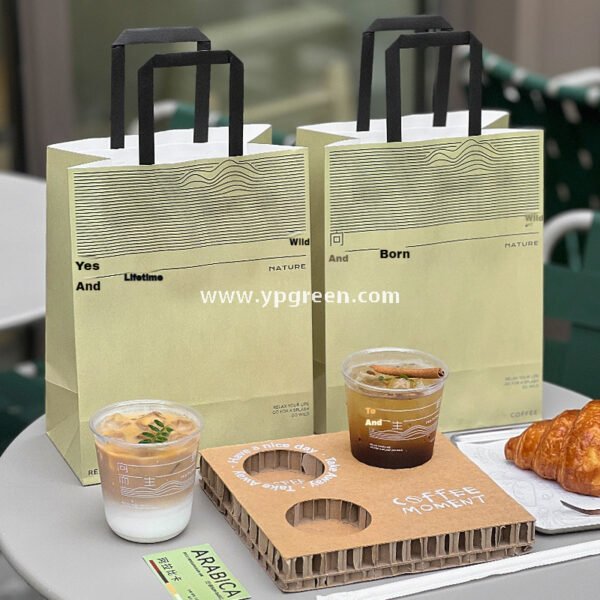 400ml U-Shaped PET Coffee Cup with Honeycomb Sleeve – 9x6x9.5cm Clear Cold Drink To-Go