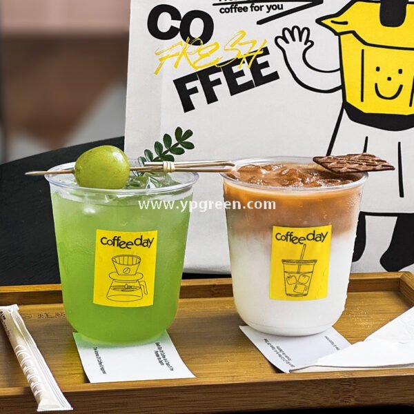 Transparent U-Type PET Beverage Cups with Lids – Ideal for Iced Drinks