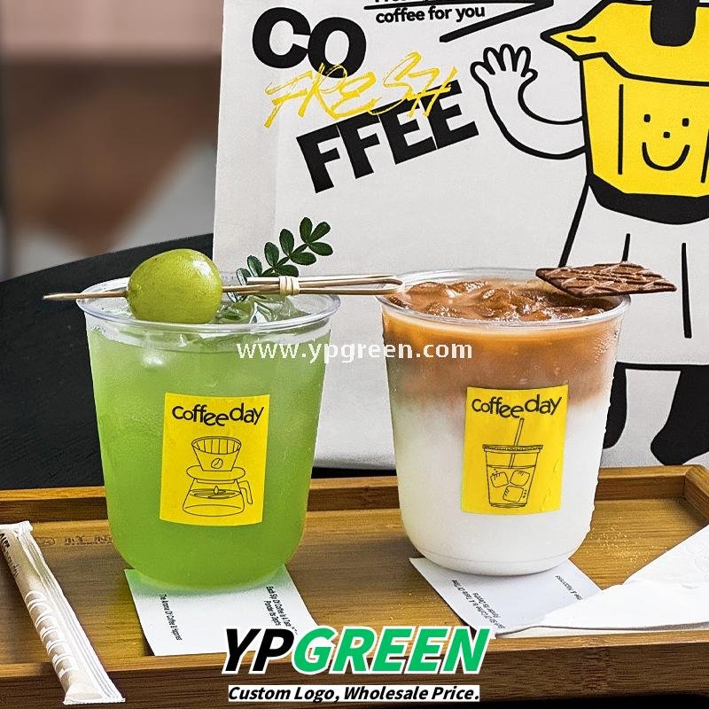 Transparent U-Type PET Beverage Cups with Lids – Ideal for Iced Drinks