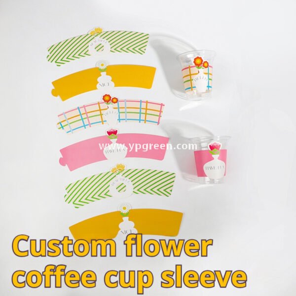 12oz / 14oz Floral Coffee Cup with Sleeve – Tulip, Sunflower & Daisy Designs