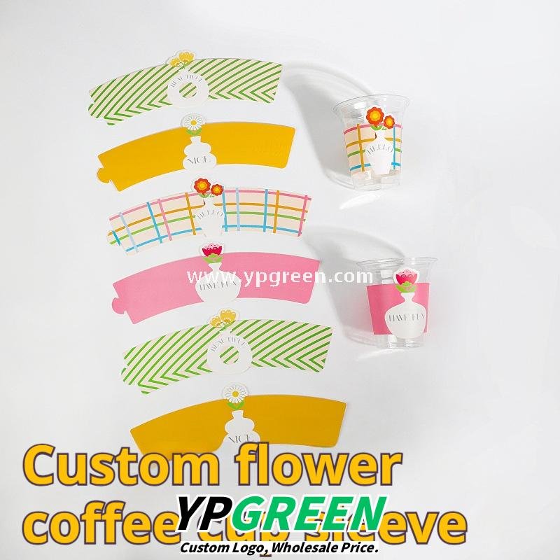 12oz / 14oz Floral Coffee Cup with Sleeve – Tulip, Sunflower & Daisy Designs