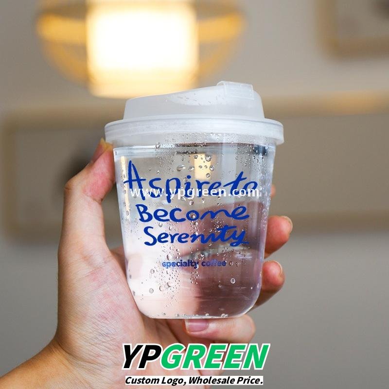 400ml cold drink U-shaped coffee cup + transparent switch cover – 9x6x9.5cm Iced Coffee & Smoothie To-Go