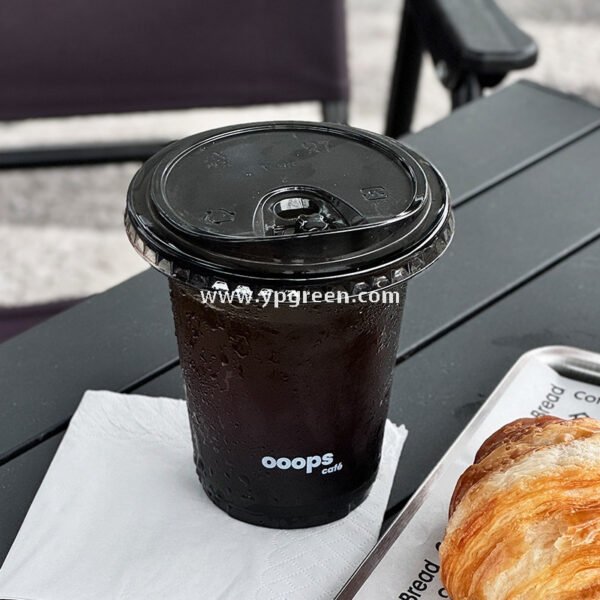 Black PET Cold Drink Cups with Lids – Disposable Commercial Use