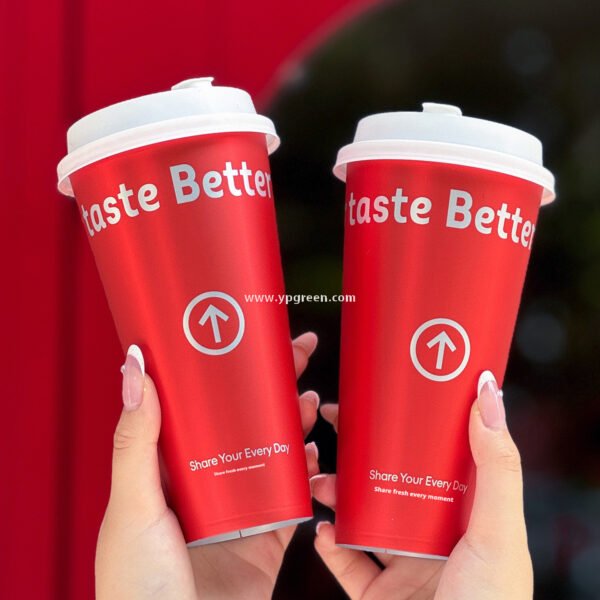 9x4.8x15.7cm Red Matte PP Cups with Lock & Lock leak-proof lid – 500ml Plastic Cups with Inner Foil