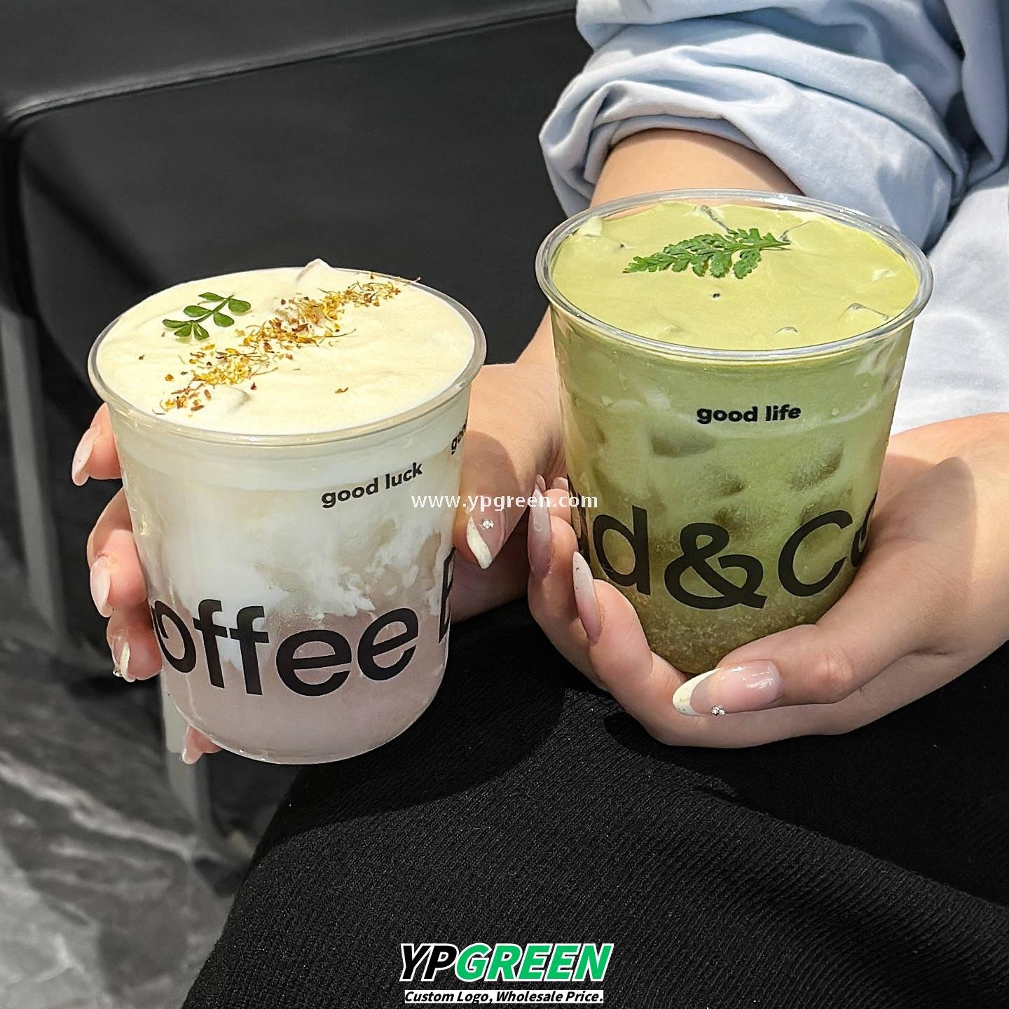 400ml PET U-Shaped Cold Drink Cups with Lid – 9x6x9.5cm Disposable Coffee Cup