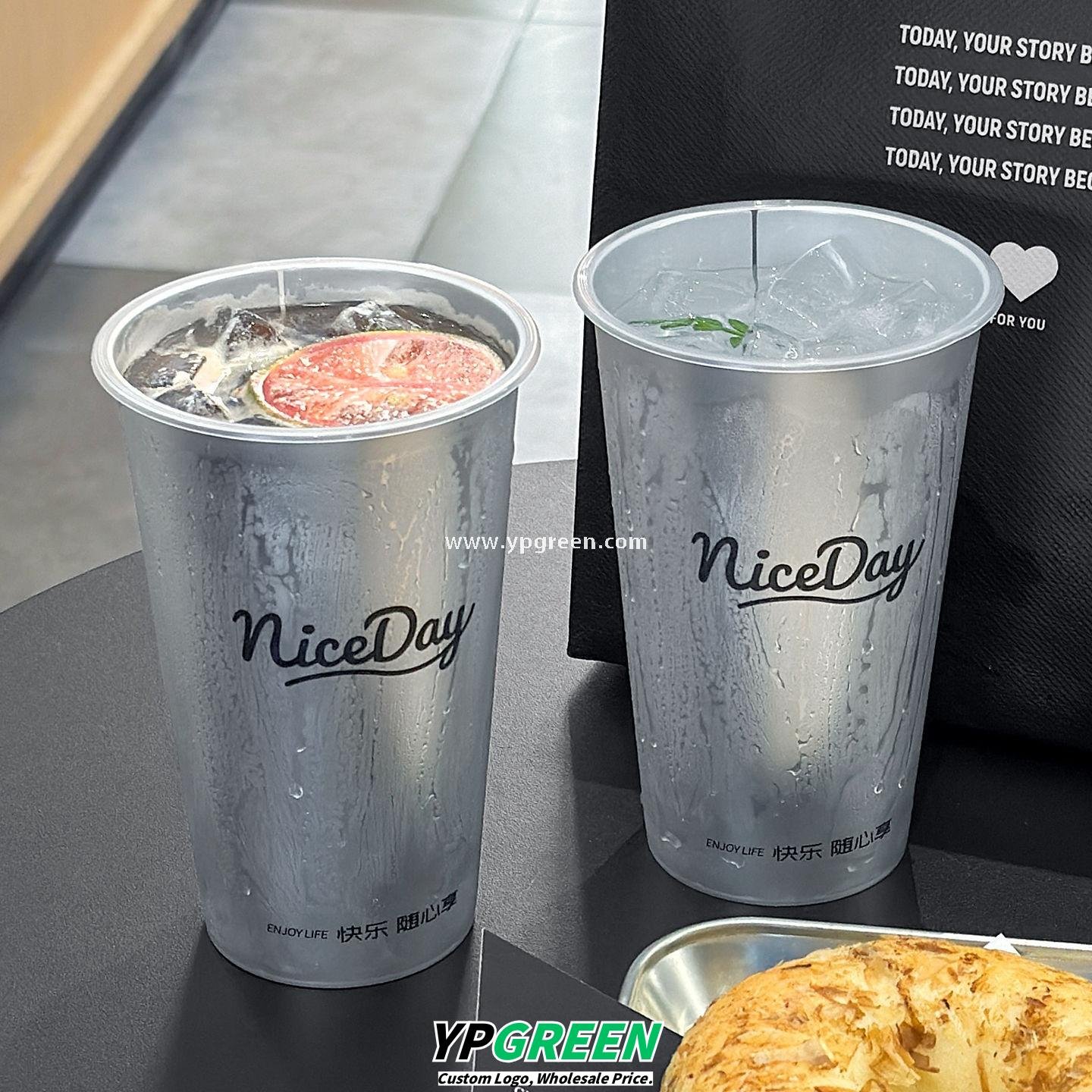 500ml Silver-Lined PP Injection Coffee Cup – 90x58x137mm Hot & Cold Use, Food Grade