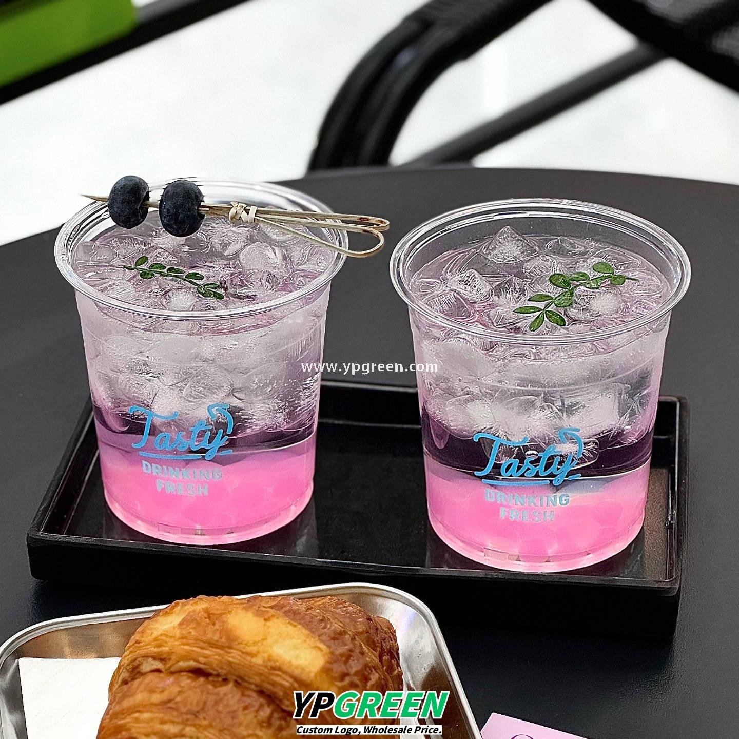 18oz 500ml PET Clear Cold Drink Cup with Custom White Paper Sleeve – 9.8x7.5x9.9cm