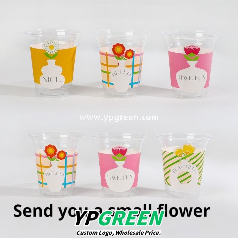 12oz / 14oz Floral Coffee Cup with Sleeve – Tulip, Sunflower & Daisy Designs