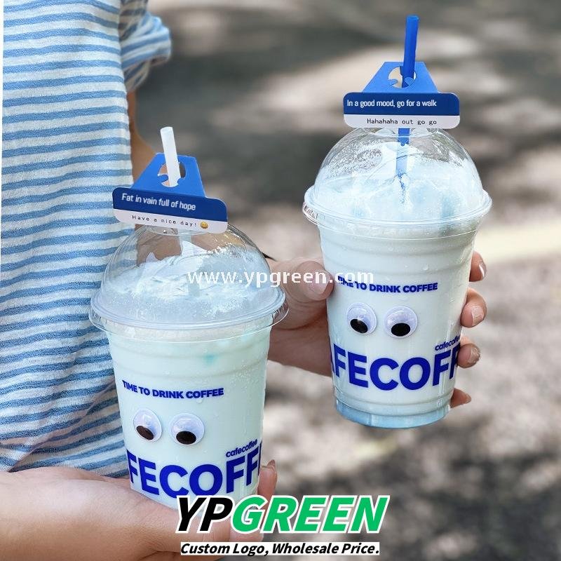 16oz Blue PET Cold Drink Cups with Lids – 500ml Disposable Iced Beverage Cups
