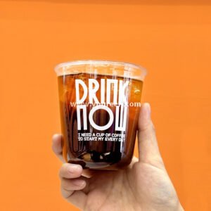 400ml Custom Logo U-Shaped Plastic Cups with 3 Different Lids – 9x6x9.5cm Disposable Cold Drink Packaging