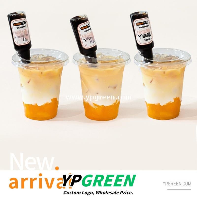 400ml PET Cold Drink Cups with Mini Liquor Bottle Lids 9.8x6x10.7 cm – 14oz Disposable Coffee Cups