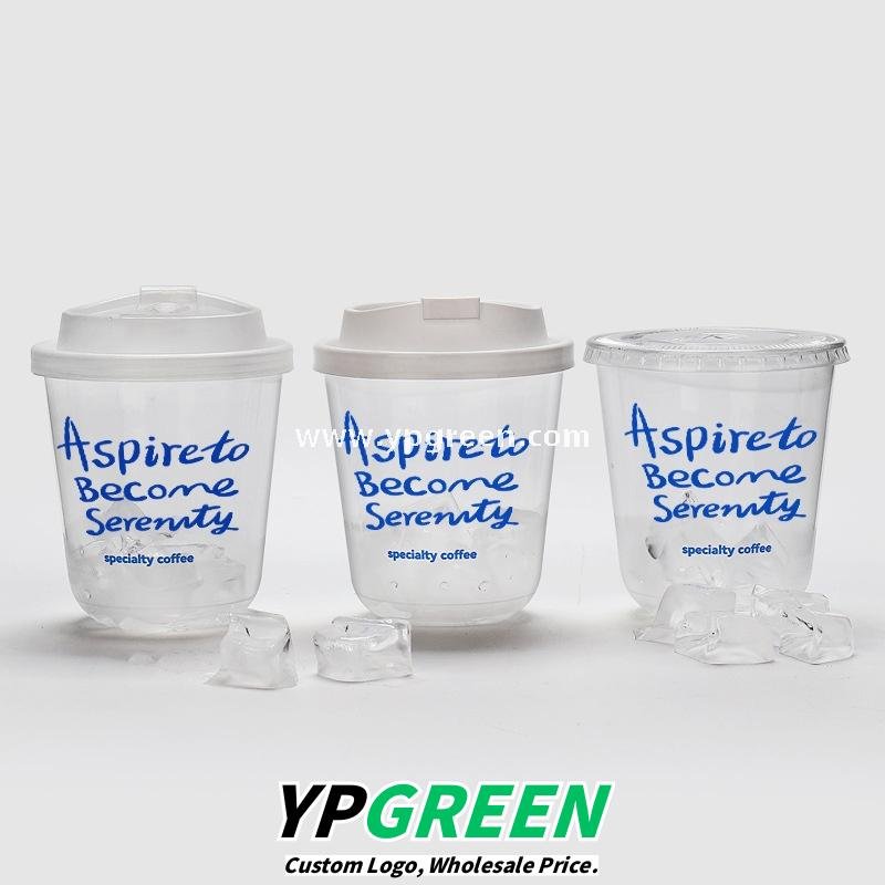 400ml cold drink U-shaped coffee cup + transparent switch cover – 9x6x9.5cm Iced Coffee & Smoothie To-Go