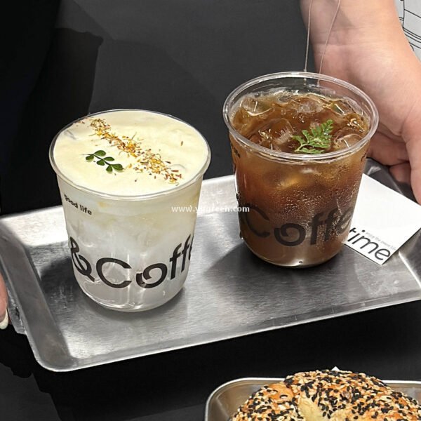 400ml PET U-Shaped Cold Drink Cups with Lid – 9x6x9.5cm Disposable Coffee Cup