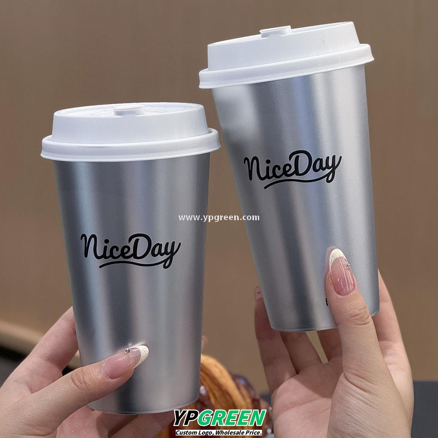 500ml Silver-Lined PP Injection Coffee Cup – 90x58x137mm Hot & Cold Use, Food Grade