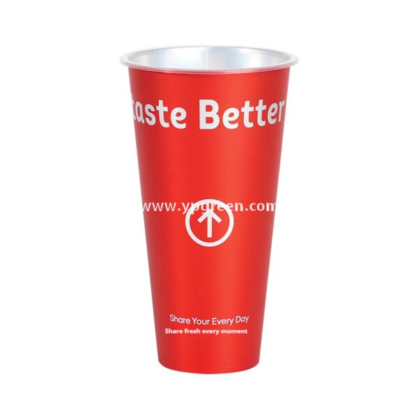 9x4.8x15.7cm Red Matte PP Cups with Lock & Lock leak-proof lid – 500ml Plastic Cups with Inner Foil