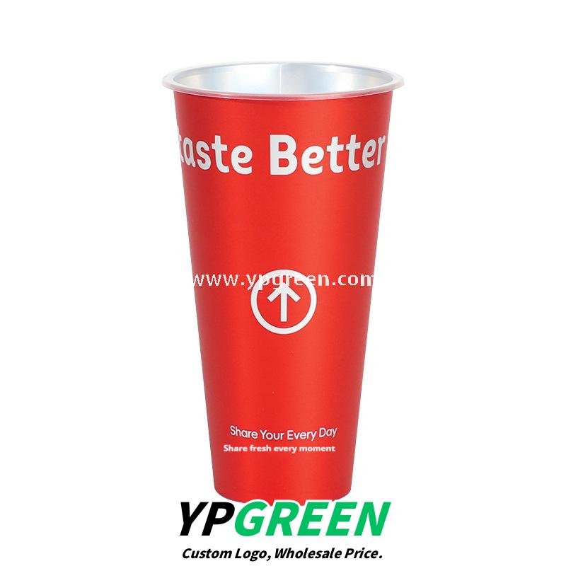 9x4.8x15.7cm Red Matte PP Cups with Lock & Lock leak-proof lid – 500ml Plastic Cups with Inner Foil