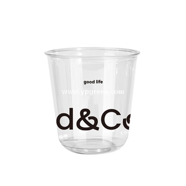 400ml PET U-Shaped Cold Drink Cups with Lid – 9x6x9.5cm Disposable Coffee Cup