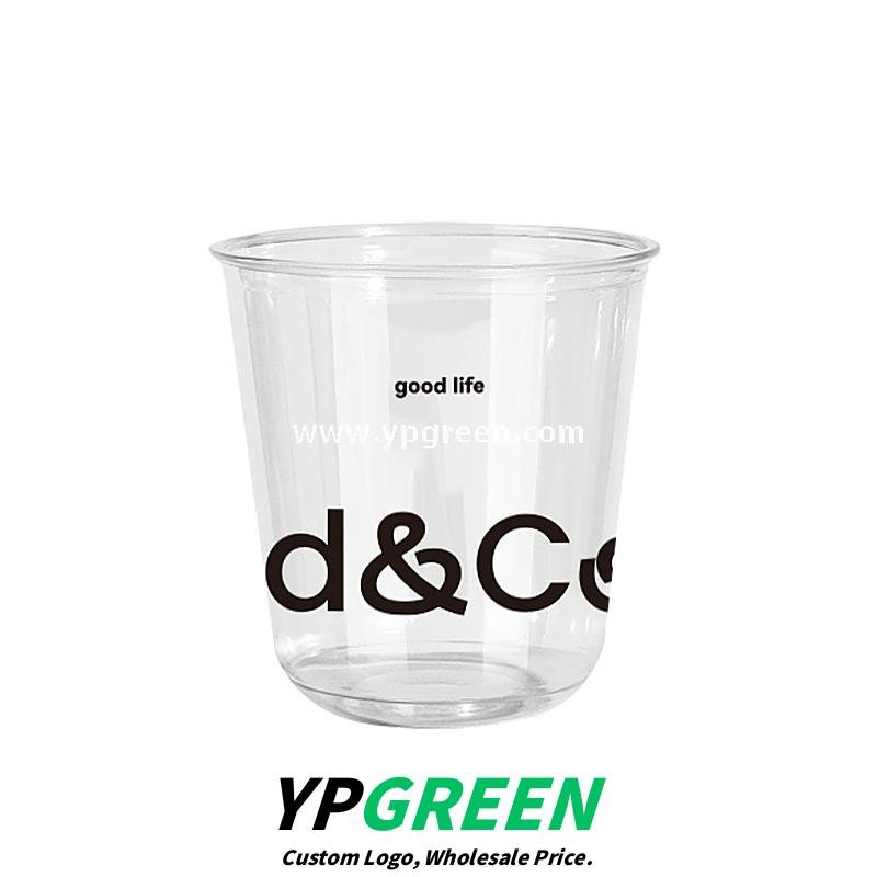 400ml PET U-Shaped Cold Drink Cups with Lid – 9x6x9.5cm Disposable Coffee Cup