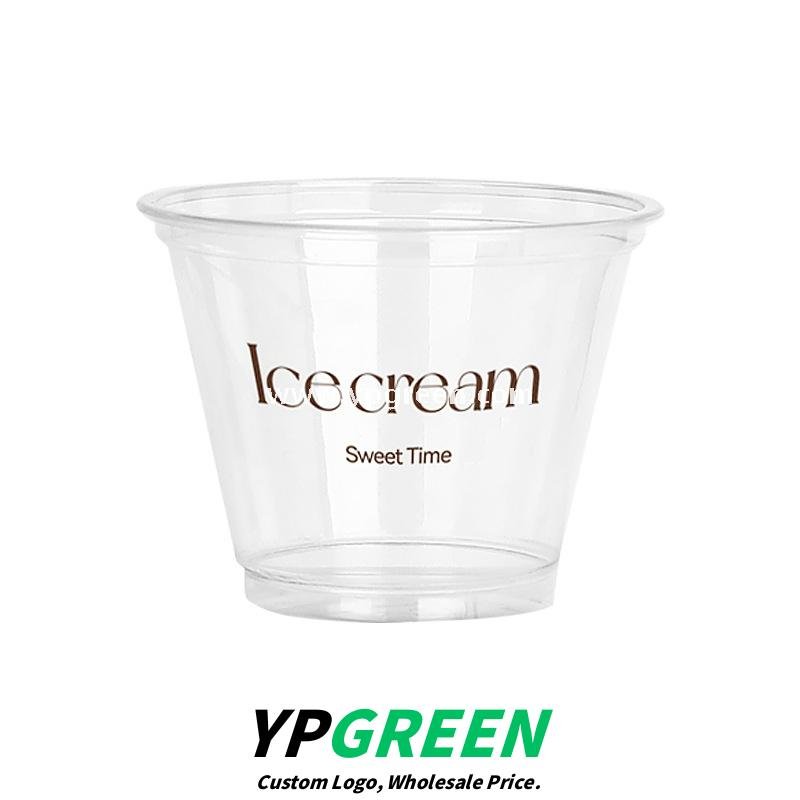 260ml PET Clear Waffle Ice Cream Cups 92x55x71 mm – 9oz Disposable Dessert Cups For Sale
