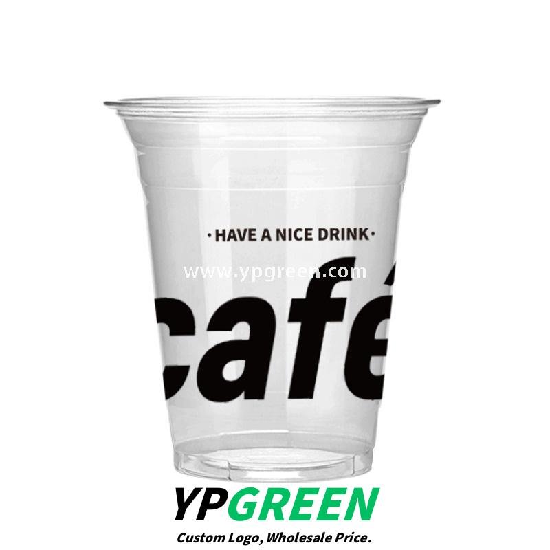 360ml PET transparent coffee cup + arch lid (90 caliber) – 9x5.6x11.7 cm Cold Drink Plastic Cups - Packaging Sourcing Agent